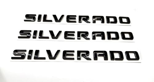 Image of 3PCS Badge Emblems for Silverado 2007-2020 for Silverado, Sierra, and Canyon - Fits 1500, 2500HD, and 3500HD Models (Black)