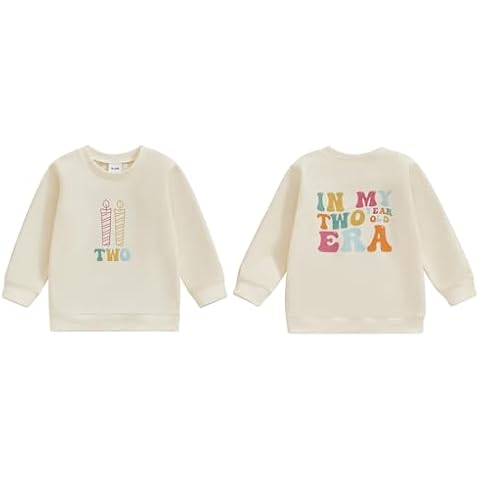 YOKJZJD Toddler Baby Girl 1st 2nd 3rd Birthday Outfit In My One Two Three Year Old Era Romper Sweatshirt Fall Winter T-Shirt (Beige Two, 18-24 Months) Cover
