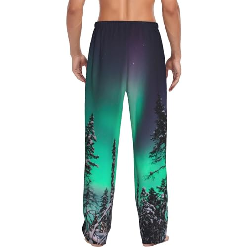 Northern Lights 2 Print Men'S Pajama Pants Soft Sleep Lounge Pants With Pockets-3