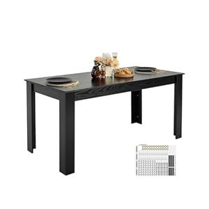 VEVOR Rectangle Dining Table, 63 inch Length Large Wood Tables for 4-6 Person, Modern Dinner Furniture, Conference Desk Supporting for 330LBS, for Home Kitchen Living Room, Black(Only Table)