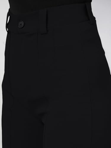 Image of Women's High Waist Formal Straight Fit Trousers Premium Stretch Office Pants Front Pleated Design Smart Workwear Bottom for Office, Casual & Business Wear