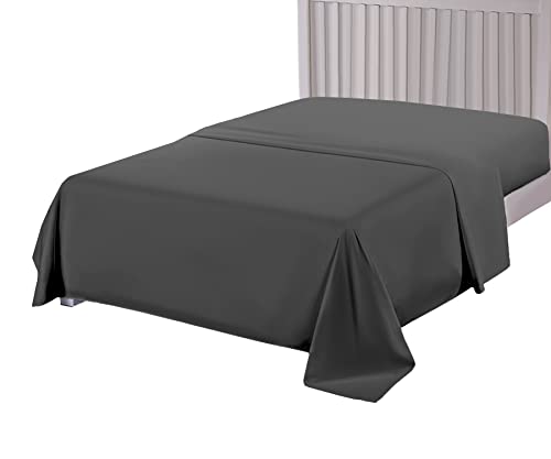 500 Thread Count Pure Egyptian Cotton Super Soft Hotel Quality Flat Sheet (Grey, King)