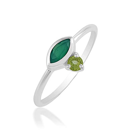 Bague en argent 925 onyx vert péridot femme pierre de naissance