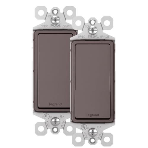 Legrand Radiant 15 Amp Rocker Wall Switch, Decorator Light Switches, Brown, 3-Way, TM873CC10 (Pack of 2)