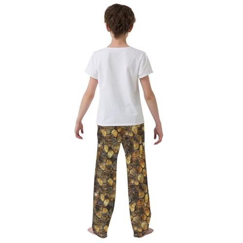 Boys' Pants Gold Snakeskin Texture Long Bottoms Jogger Pants Elastic Waist Trousers with Pockets S-XL3