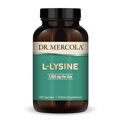 Dr. Mercola L-Lysine, 90 Capsules 1500 mg L-Lysine, Non-GMO, Gluten Free, Soy Free