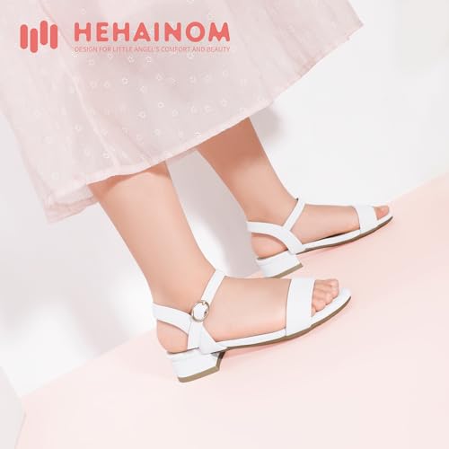 Image of Hehainom Girls Dress Shoes Sandals Open Toe Flower Girl Wedding Party School for Little Big Kids Chunky Low Heels Shoes