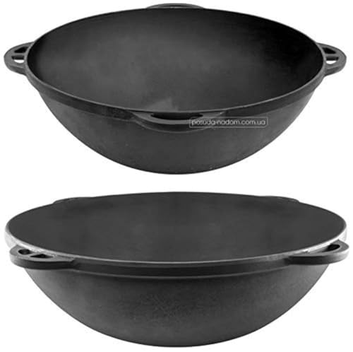 Kazan Uzbek Cast Iron Kazan for Plov Making Cookware Insulated Double Handle Pan Wide Mouth Cast Iron Dutch Oven Outdoor Cooking Frying Pot Lodge Cast Iron Skillet 8 L