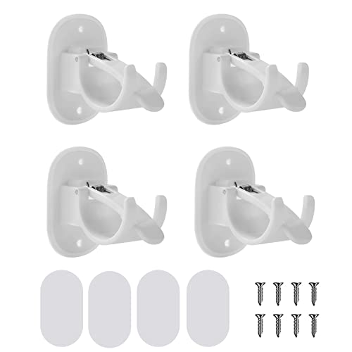 Mixxiula 4 Pièces Supports de Tringle à Rideaux Auto-Adhésif, Supports Muraux de Crochets de Tige de Serviettes, Support de Tige de Fixation avec Boucle...