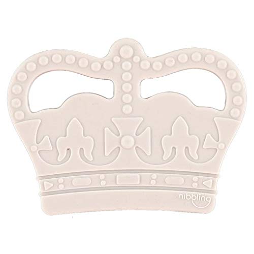 NIBBLING Royal Crown Teether – Baby Teething Toy – 100% BPA Free Food Grade Silicone - Safety Tested for UK and EU Standards - Designed in London. (Crown Grey)