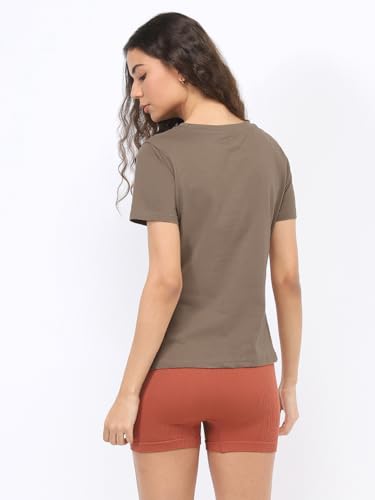 Image of Nobero Women's Graphic Printed T-Shirt | Regular Fit 180 GSM Cotton Tee for Women | Comfortable Round Neck Casual Wear