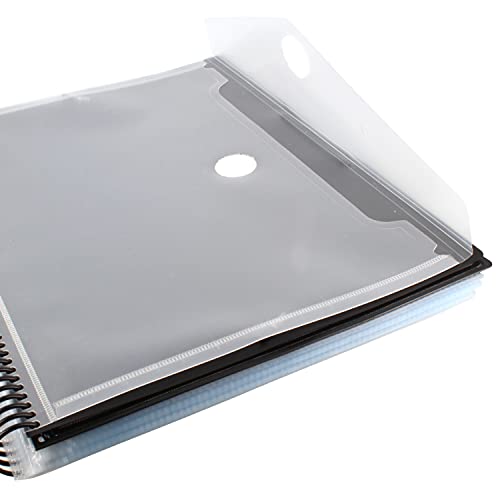 Grafoplás 39843010 Maxiplass Personalisierbarer Ordner mit Spiralbindung, 30 transparente Hüllen, Schwarz, 30,8 x 24 x 14