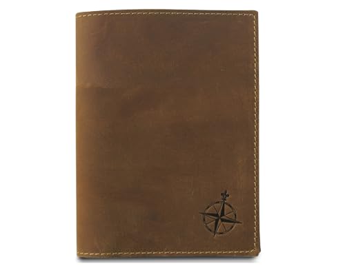 WANDERINGS Leather Travel Wallet with Passport Holder - 5.5" x 4" - Genuine Leather Case with RFID Blocking for Men and Women - Folding Wallet for Passports