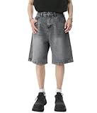 Pantaloncini hip-hop, gamba dritta larga, vestibilità comoda, tasche classiche, cerniera con bottoni, stile Harajuku Y2K