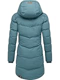 Ragwear wasserdichter Damen Wintermantel warmer Steppmantel lang mit Kapuze Pavla Intl Stone Blue25 Gr. M
