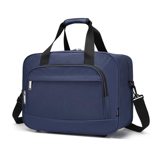 Kono Bolsa Viaje Cabina 40×20×30 bajo el asiento, Maletín Portátil 15,6'' impermeable con bandolera ajustable, Equipaje de Mano Avión, Bolso Hombro Unisex Negocios Fin de Semana (Marino)