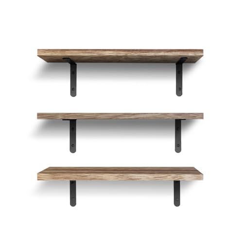 Wooden Floating Shelves Set of 3,Wall Shelves for Storage Display...