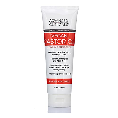 Castor Oil Leave-in Conditioner Natural Detangler and Repair Treatment for All Hair with Coconut Oil and Bamboo Helps Restore Moisture, Soften Roughness, and Smooth Frizz by Advanced Clinicals