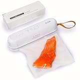 【ELOD Suseal 】コードレス真空パック機 60kpa 【強力吸引 & コンパクトデザイン】3つのモード搭載（自動吸引・手動シール・外部吸引） 食品保存シーラー 浮かせる収納マグネット 専用袋5枚付き日本国内安心サービス (ホワイト, 単品)