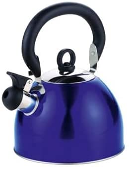 DWD ® Whistling Stainless Steel 2.5 Litre Travelling Kettle I Folding Handle I Flip & Pour Spout Cap I Camping Fishing Caravan Holiday Home I Retro Classic Lightweight (Metallic Blue)