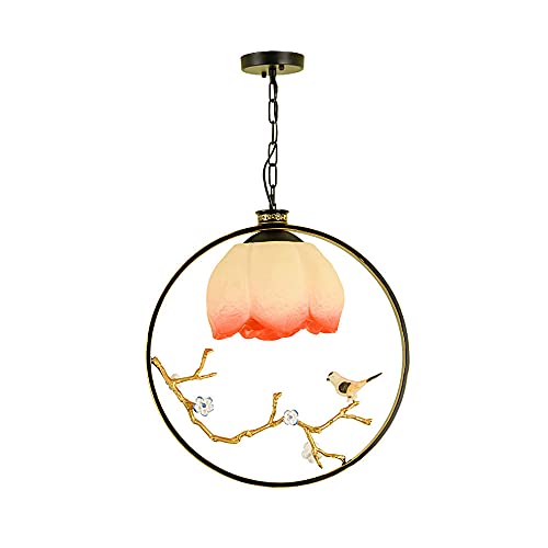 Lustre oiseau résine plafonnier lotus noir pour chambre et séjour