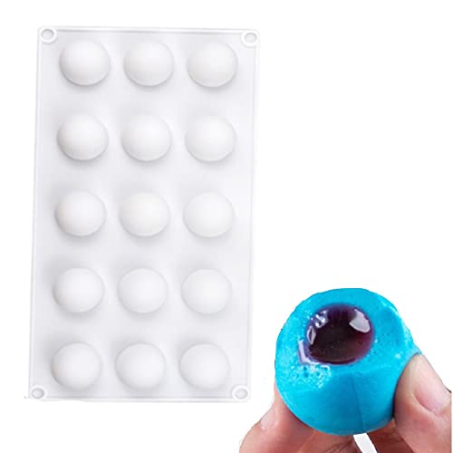 SYOUTOU 目玉 シリコンモールド型 15個取り 目玉形 目型 丸形 抜き型 型抜きボール型 お菓子 ハロウィン 飾り プレゼント かぼちゃ おやつ ねこ チョコ型 製菓道具 製パン型 チョコレート プリン ゼーリ マフィンケーキ型 のど飴 キャンドル