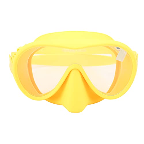 Scuba Diving Goggles, Anti Fog Tempered Glass Snorkeling Dive Mask Panoramic View Swim Goggles with Adjustable Silicone Strap for Underwater Swimming (Yellow)