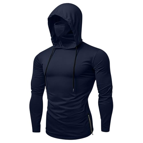 Men Rash Guard Hoodies Shirts Women Sun Protection Long Sleeve Tops Outdoor Fishing Sun Shirt with Face Cover & Zipper