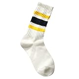 Chejarity Unisex Tennissocken Bequem Atmungsaktiv Accessoire Rippbündchen Gestreift Sportsocken Retro College-Stil Streifen Wadenhoch Freizeitsocken für Sport