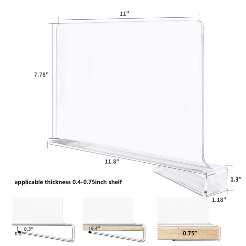 Acrylic Shelf Dividers, Clear Shelf Divider For Closet Organization 6 Pack Plastic Shelve Divider For Clothes Purses Separators, Wood Shelves Organizer For Cabinets Bathroom Bedroom Kitchen Office #TOP1