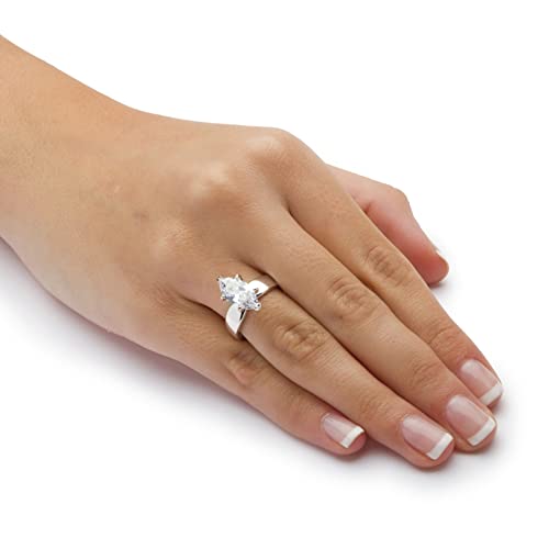 Palm Beach Jewelry Rhodium Plated Sterling Silver Marquise Cut Cubic Zirconia Solitaire Engagement Ring3