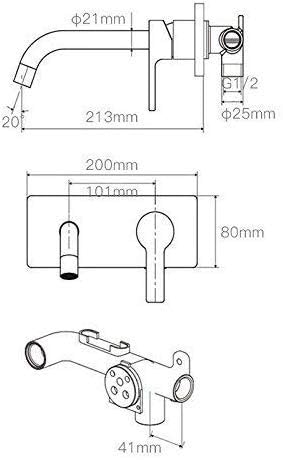 Miscelatore per lavabo da bagno Rubinetti monocomando in ottone da incasso a parete e acqua fredda compatibili con lavabo da bagno