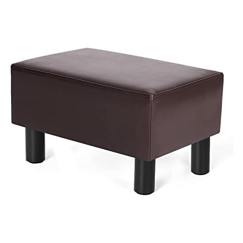 Joveco Reposapiés pequeño de piel sintética otomana taburete rectangular moderno Cover