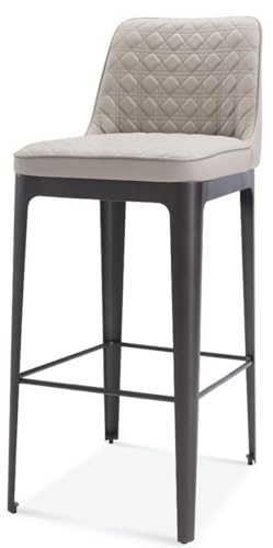 Casa Padrino Luxus Barstuhl Beige/Matt Grau 40 x 50 x H. 100 cm - Echtleder...