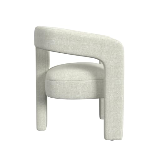 Image of Homepop Home Decor | Upholstered Barrel Accent Chair | Accent Chairs for Living Room & Bedroom | Decorative Home Furniture - Textured Light Gray Woven