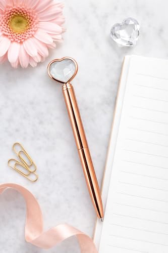 Image of THEBFSSTUDIO Heart Crystal Hair Bun Stick Pen - Rose Gold (2 in 1)