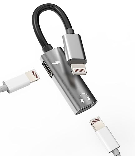 iPhone Headphone Adapter Charge Dongle(2in1)Dual Lightning Jack Connector Apple MFI Certified Audio Cord Charging AUX Cable Splitter for 14 13 12 11 Pro Max Mini 7 X Xr 8 Plus Charger Music converter