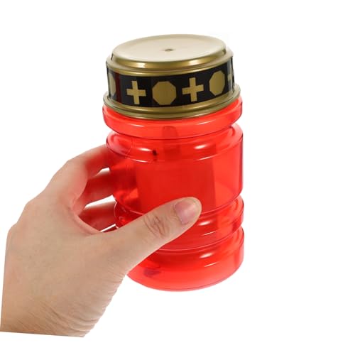 Velas LED para iglesia de plástico rojo con funcionamiento a pilas 7