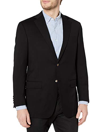 Hart Schaffner Marx Men's 2 Brass Button Chicago Fit Center Vent Blazer, Black, 48 Regular