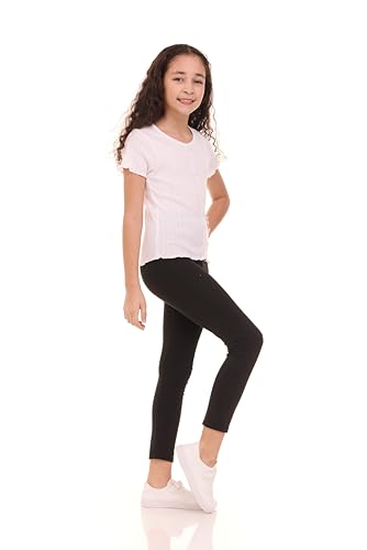 Pink Angel Girls' 2-Pack Pointelle Knit Tops – Pullover Shirts w/Faux Buttons, Lightweight, Breathable, Perfect for Layering3