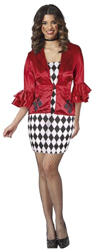 FIESTAS GUIRCA | Disfraz Glam Dangerous Adulto (36-38/S) - Chaqueta y Vestido - Disfraces de Superhéroes y Villanos para Halloween, Carnaval y Fiestas de Disfraces - Ideal para Mujeres - Rojo y Negro