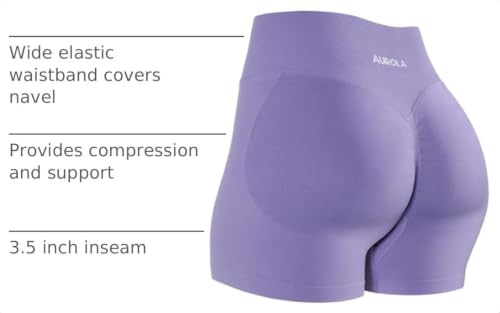 Image of AUROLA Influence Workout Shorts for Women,2.5 3.5 4.5 5.5 6.5 No Roll Up Squat Proof Scrunch Seamless Compression Gym Short