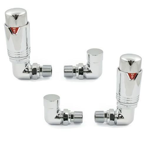 Robinet thermostatique d'angle TRV chrome x2 pour radiateur - 2