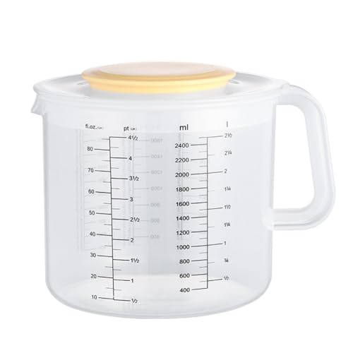 Generic 2.5L 透明計量カップ 耐熱 目盛付き 蓋付き 泡立て器 卵液フィルター 料理道具 お菓子作り DIY キッチン用品 大容量 こぼれ防止 安全素材 オーブン対応