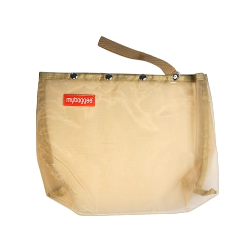 Image of Medium 4 Snaps Mesh Travel Knitting Bag with Snap Opening, Lightweight Nylon Storage Pouch for Yarns, Needles and Accessories (Beige)