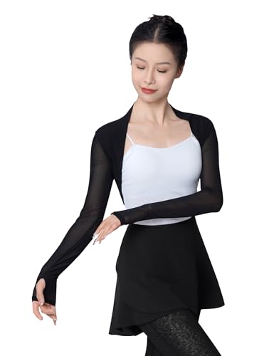 Image of Dayrose Modal /Mesh Sleeve Women Ballet Shrug, Women Bolero Dance Top for Leotards, Dress