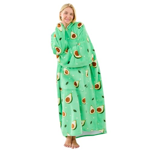 Moinlizy Avocado Oversized Flannel-Sherpa Wearable Blanket Hoodie
