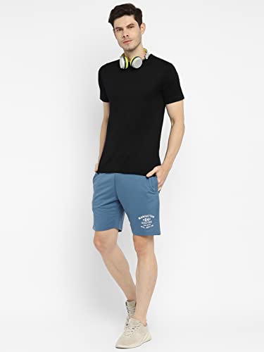 Image of Alan Jones Clothing Men's Casual Bermuda Shorts | French Terry | Placement Print | Regular Fit | Side Pockets | Drawstring Waist | Lounge & Summer Wear