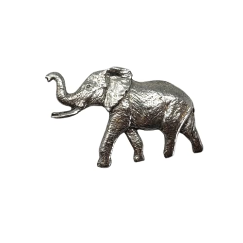 George Harris Elephant Pewter Lapel Pin Brooch - Hand Crafted (1 1/2 Inches) USA Made