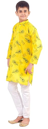 Image of Regular Fit Casual & Ethnic Wear Solid Lightweight Boy's Cotton Kurta Pyjama Set